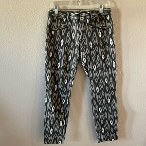 Gap Diamond Argyle Print Pants Cotton Stretch Chino Gray & White Women’s Size 6R